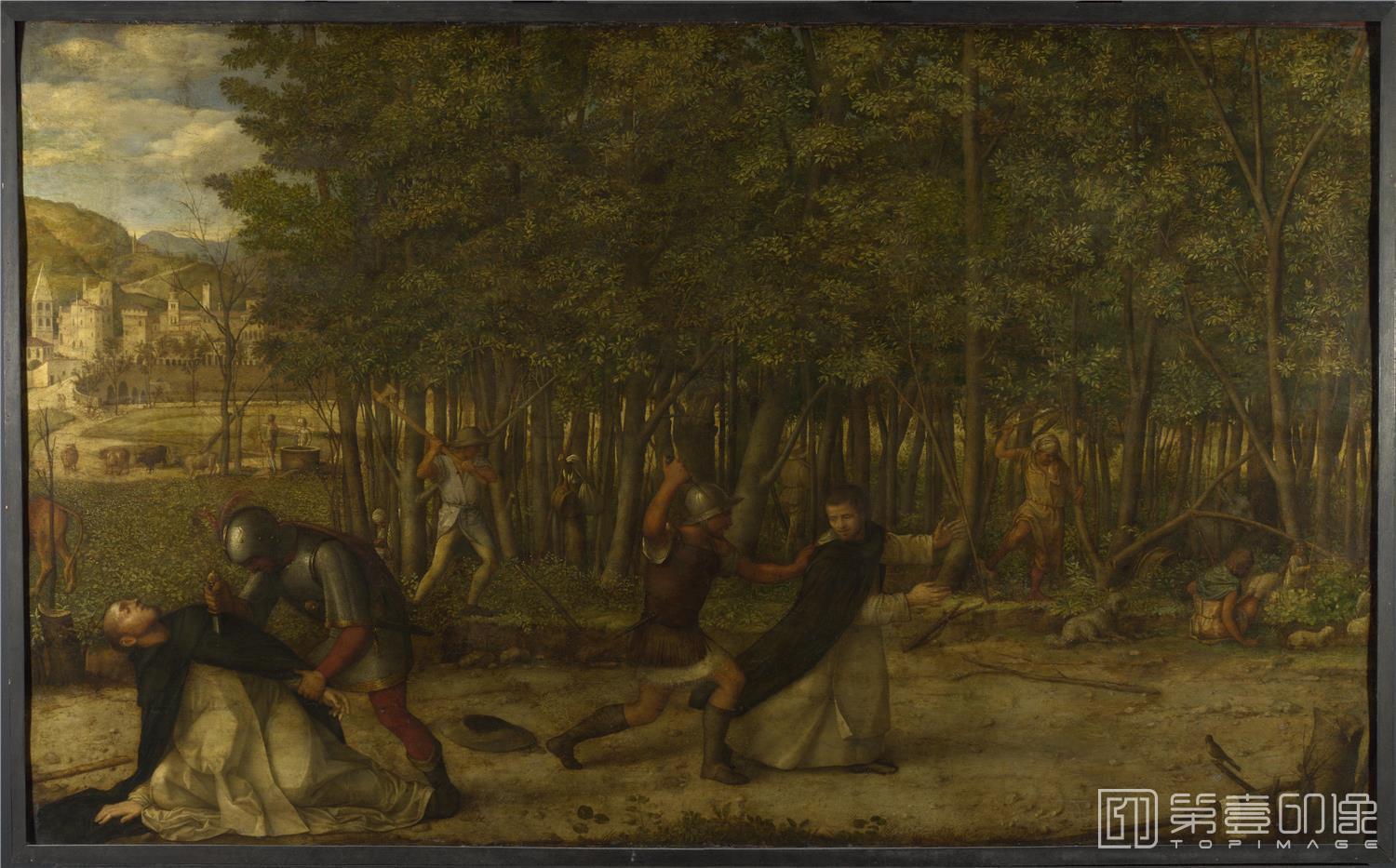 油画-大英博物馆藏画-Giovanni Bellini - The Assassination of Saint Peter Martyr-0964